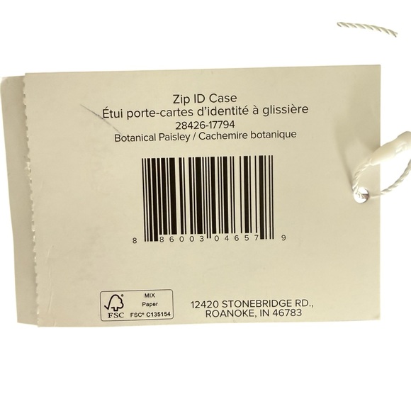 Vera Bradley Zip ID Case With Key Ring Botanical Paisley NWT - Picture 5 of 6